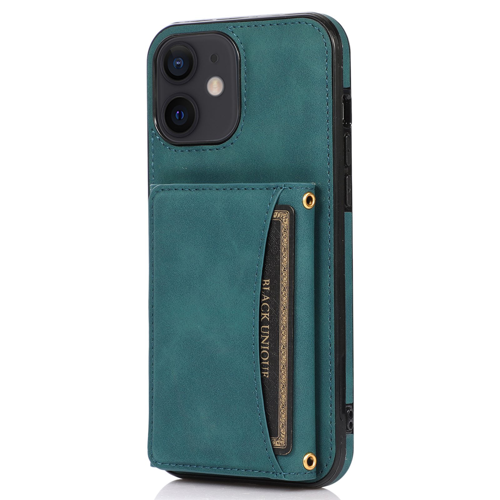 For iPhone 12 mini 5.4 inch Case Magnetic Button Tri-fold Wallet Kickstand PU Leather Coated TPU Cover - Black For iPhone 12 mini 5.4 inch Case Magnetic Button Tri-fold Wallet Kickstand PU Leather Coated TPU Cover - Black